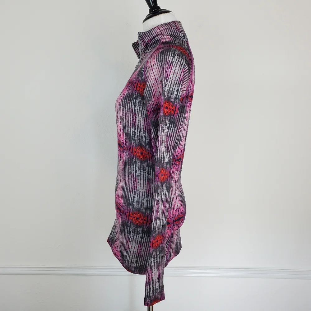 Nike Pro Combat Pullover Quarter Zip Ikat Tie Dye Print Active Workout Layering